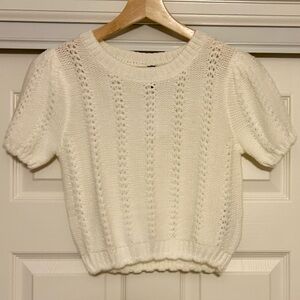 Divided Ivory Knit Top